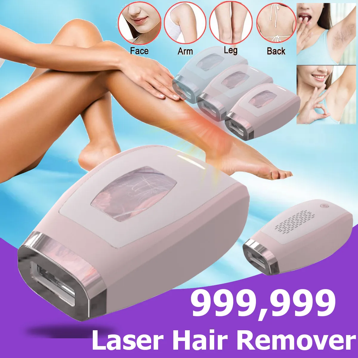 

Mini Handheld Laser Epilator Depilador Facial Permanent Hair Removal Device Whole Body Laser Hair Remover Machine 999999 Flashes