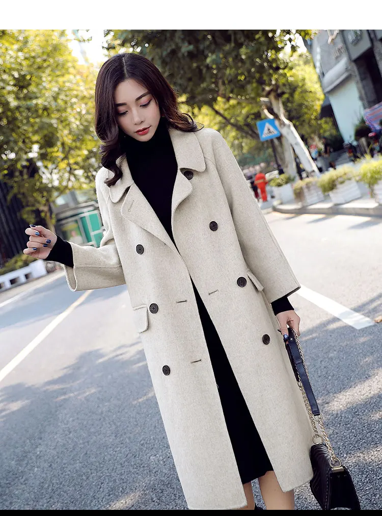 Fdfklak модная новинка manteau femme осенне-зимнее шерстяное пальто для женщин тонкая Длинная кашемировая куртка женская верхняя одежда пальто элегантные шерстяные куртки