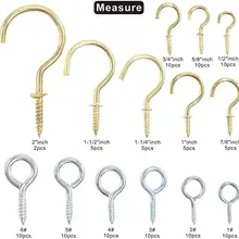 IZTOSS болты с винтовыми крючками и латунный потолочный шуруп, крючки, вешалки, ассортимент 15 Размеров, 112 шт
