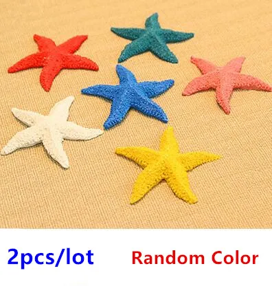 2pcs Resin starfish Craft Sea Star Five Finger Artificial Starfish shell for fish tank aquarium accessories Mediterranean Style - Цвет: Random Color