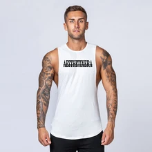 Спортивная одежда для тренировки в тренажерном зале, одежда для бодибилдинга, Спортивная рубашка, тельняшка борцовка, Хлопковая мужская майка для фитнеса, майка без рукавов