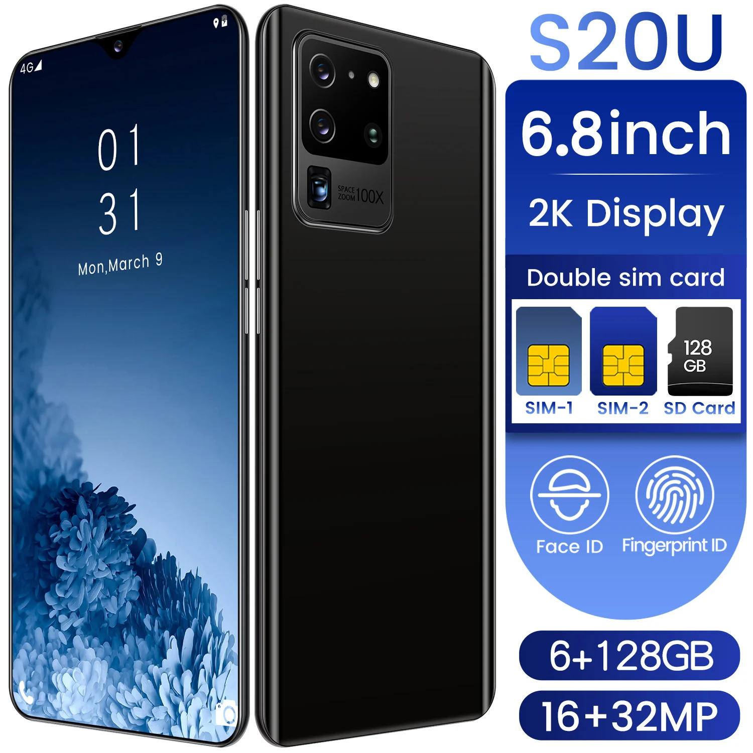 Смартфон глобальная версия S20U 6 8 дюйма + 128 ГБ 5000 мА · ч | Мобильные телефоны и