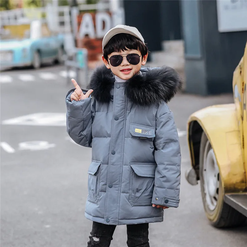 Детская зимняя куртка зимняя парка с капюшоном из искусственного меха для девочек пуховая куртка Стеганое пальто winterjas meisje#3AA21