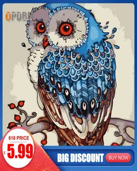 

OPDBN Wall Art Canvas Painting by Number Posters Wall Art Cartoon Owl Picture for Living Room Home Decor No Frame