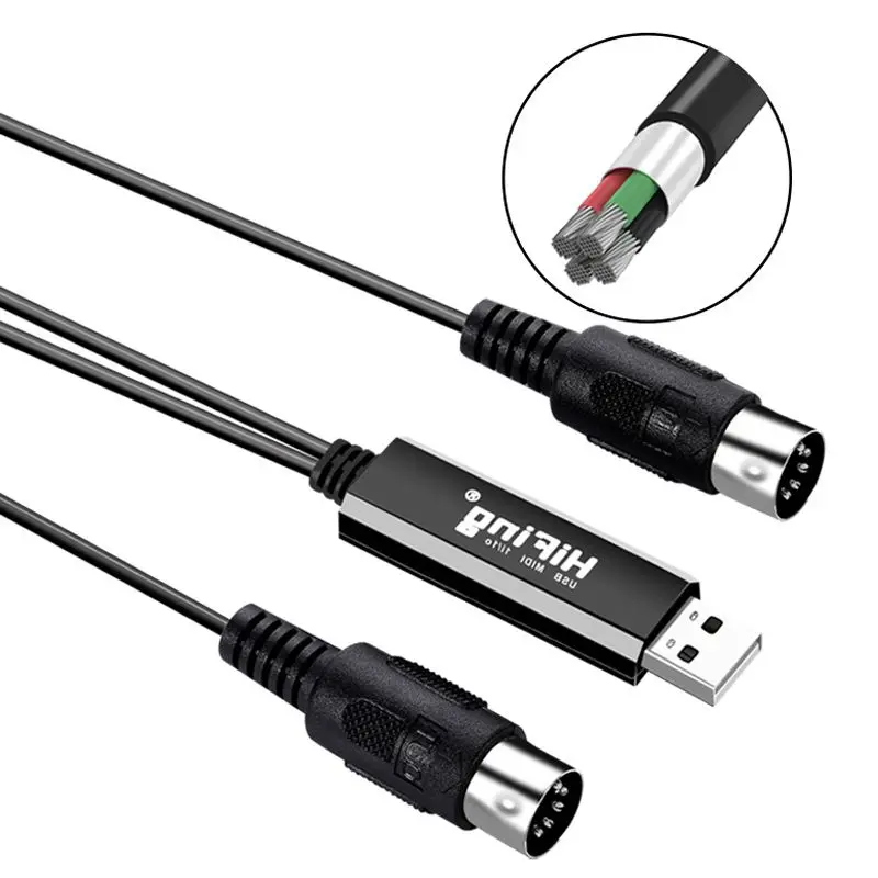 Dropship-HiFing USB IN-OUT MIDI Interface Converter/Adapter with 5-PIN DIN MIDI Cable for PC/ Laptop/ Mac