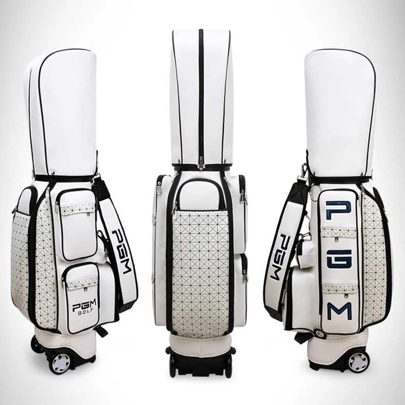 Pgm Retractable Golf Aviation Bag Portable Pu Leather Golf Standard Bag