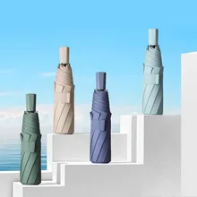 Novo três vezes simples paragusimple fashionable paragumoda paraguas cor pura parapluie guarda chuva guarda-chuva de negócios para homem e mulher