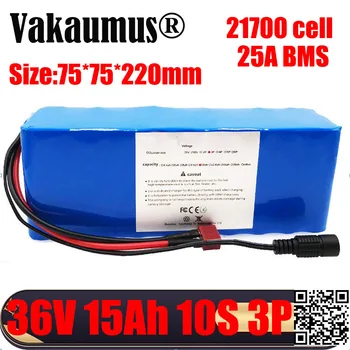 

21700 Cells 36V Electric Bicycle Battery 25A BMS 10S 3P 15Ah Lithium Bateria Pack for Powerful E bike Wheelchair High Quality