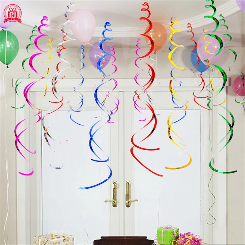 6 шт. ПВХ спираль с днем рождения Swirl 18 21 30 40 50 60 70 лет висячие украшения день рождения Декор день рождения DIY Декор