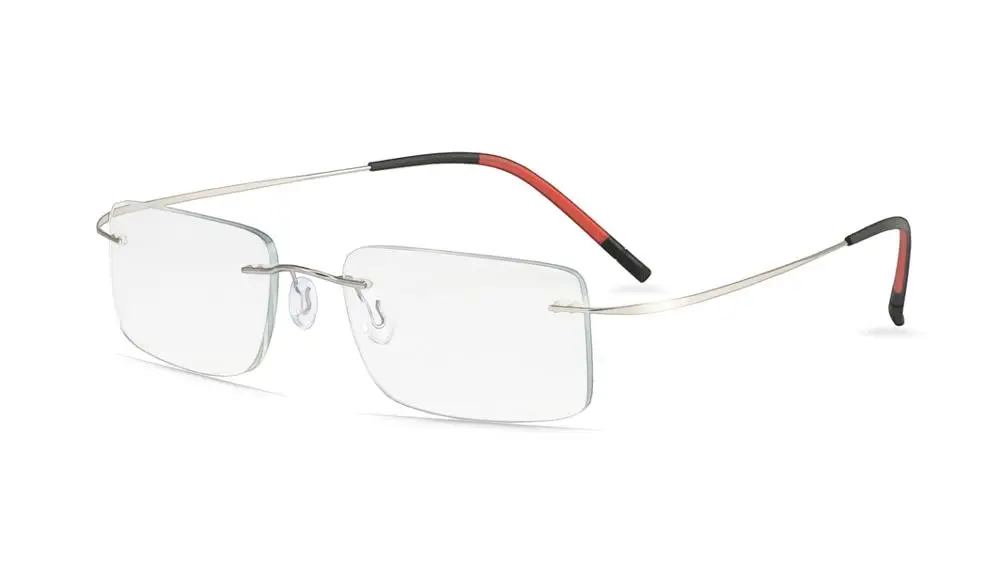 Pure Titanium Eyeglasses Frames Rimless Ultralight High Elasticity Optical Glasses Frame No Screw Design Rimless Spectacles - Цвет оправы: Серебристый
