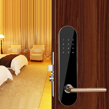 

Smart Induction RFID Electronic Door Lock Space-Grade Aluminum Alloy for Hotel Flat Apartment Gold RFID Lock Safurance Digital