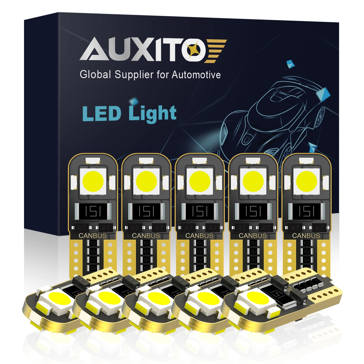 AUXITO T10 W5W светодиодный Canbus сигнальный фонарь для Mercedes Benz W211 W221 W220 W163 W164 W203 C E SLK GLK CLS |