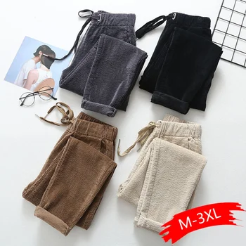 

Vintage High Waist Corduroy Pants Women Casual Autumn Winter Thicken Warm Harem Pants Harajuku Pantalones Corduroy Trousers