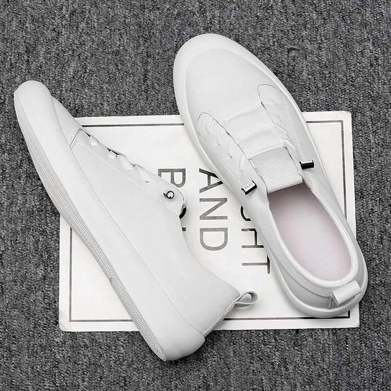 New Genuine Leather Shoes Men Sneakers Casual Male Footwear Fashion Brand White Shoes Mens Cow Leather White Sneakers A1697