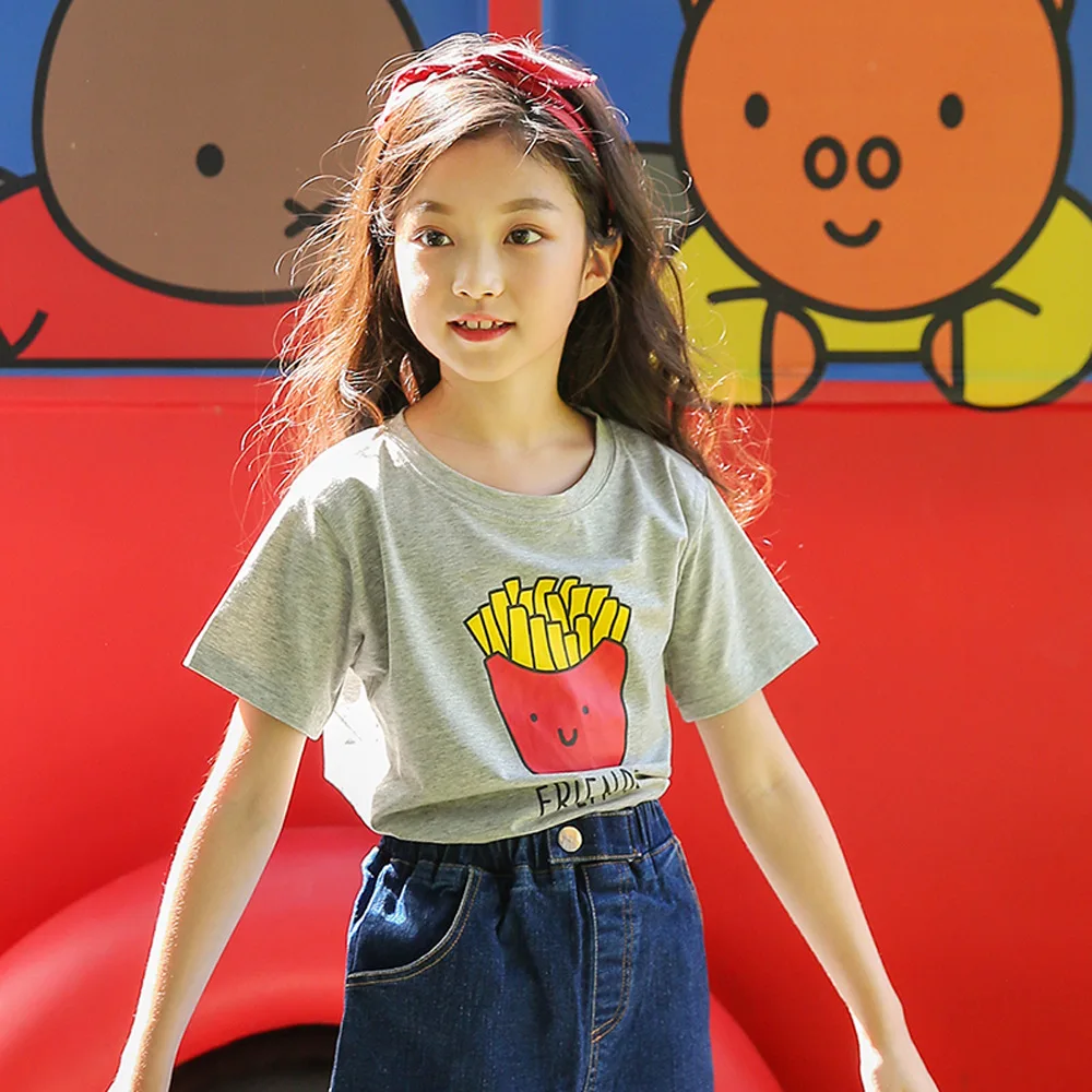 Новинка года; Одежда для девочек; футболки; летние хлопковые футболки с круглым вырезом и с героями мультфильмов для девочек; Повседневная стильная одежда для детей