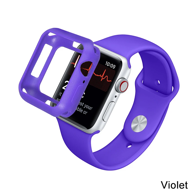 Violet \ Матовый ТПУ чехол для Apple Watch Series 5 4 44 мм 40 мм цветная крышка полная защитная оболочка для iWatch 5 4 40 мм 44 мм бампер для часов - Цвет: Violet