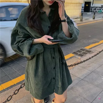 

Corduroy Shirt Women's Design Sense Small Group Loose Retro Top Women's Winter Versatile Long Sleeve Shirt Women's Medium Long