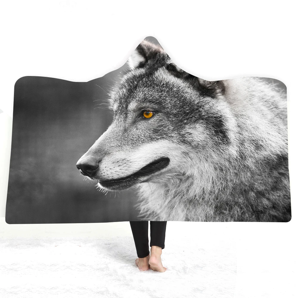 Волк с капюшоном одеяло утолщение 3d Печатный узор пледы одеяло Тканое одеяло для детей Прямая поставка - Цвет: 10