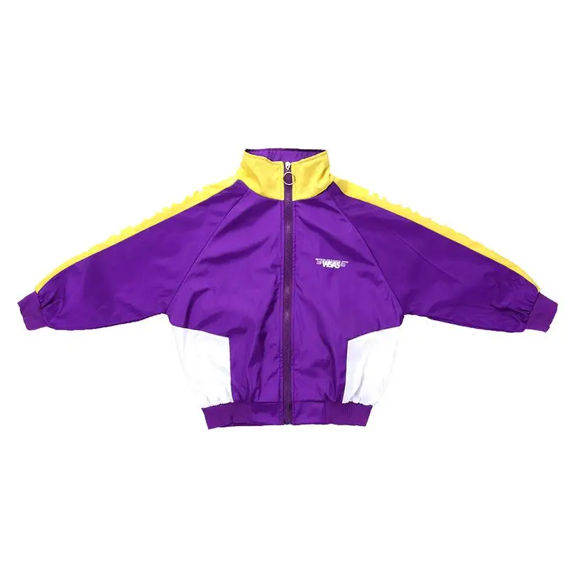 Purple Jakcet Children Hip Hop Clothing Loose Jacket Pants Oversized Coat Tops for Girls Boys Dance Costume Dancing Clothes 8 10 12 14 16 Year - Цвет: Purple Jakcet