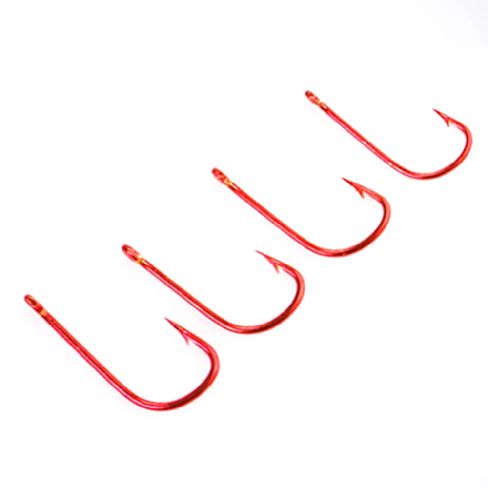 8/10Pcs Fishing Hook Sharp Barbed 3g 4-8# Size Red Carbon Steel