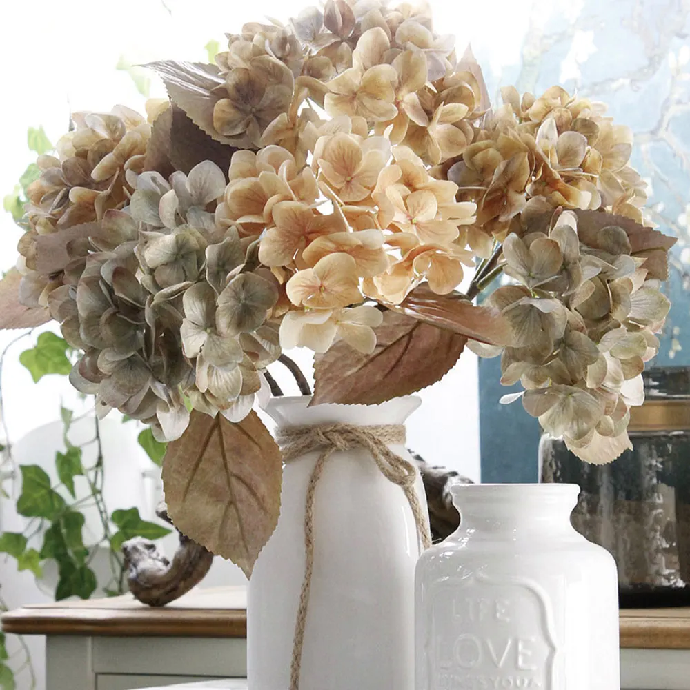 

Artificial Flowers 4pcs/lot Hydrangea Oil Painting Style Wedding Decor Fake Flowers European Hydrangea Simulation Flowers Home