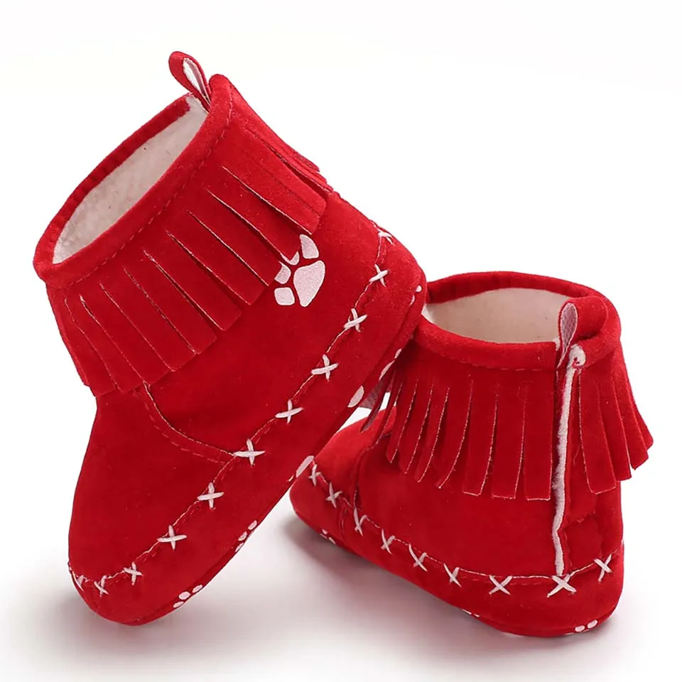 Модная обувь с кисточками для новорожденных; теплые зимние пинетки; обувь для маленьких мальчиков; обувь для девочек; обувь для малышей; обувь для первых шагов