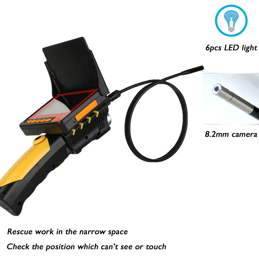 

4.3inch Endoscope Camera 1m/3m/5m Hard Cable Pipe Inspection Cameras 8.2mm 6 LED Endoscope Borescope