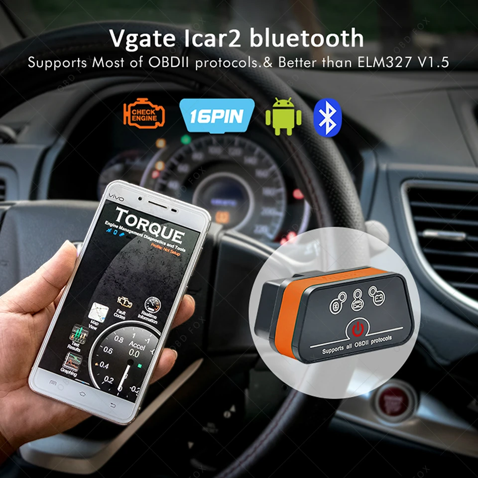 Vgate iCar2 ELM327 obd2 Bluetooth сканер elm 327 V2.1 obd 2 wifi icar 2 автоматический диагностический сканер для android/PC/IOS