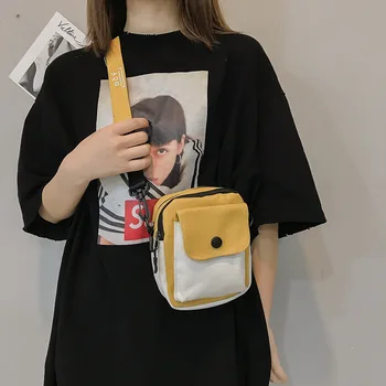 

Women's Korean Canvas Shoulder Bag Woman Messenger Bags 2019 Small Mobile Phone Bag Purses Crossbody Bags for Girl Handbags