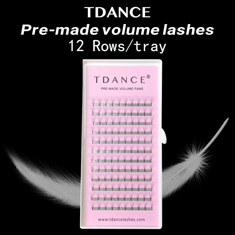 Tdance 12 рядов 0 1 мм 5D D Curl предварительно выполненный объем наращивание ресниц с