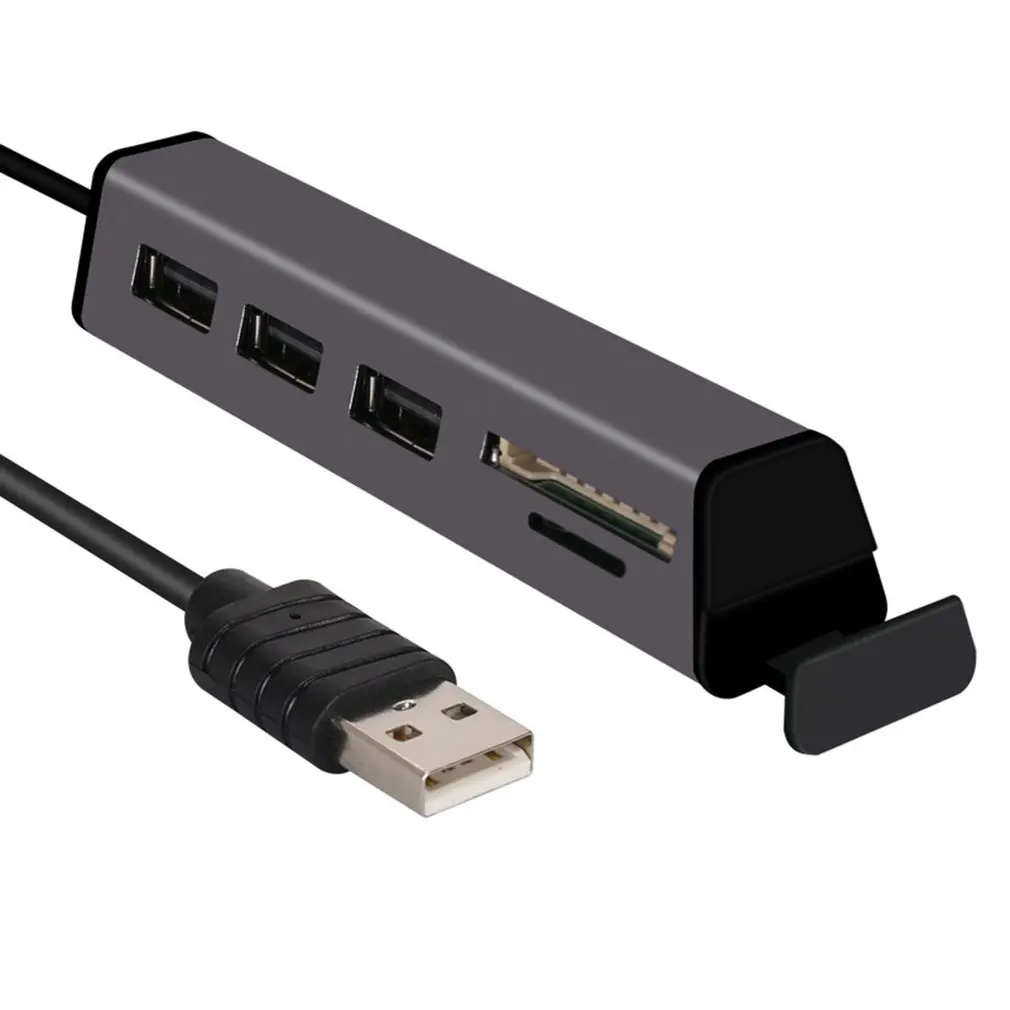 USB 2,0 концентратор Алюминиевый мульти-в-одном кард-ридер концентратор с подставкой для мобильного телефона