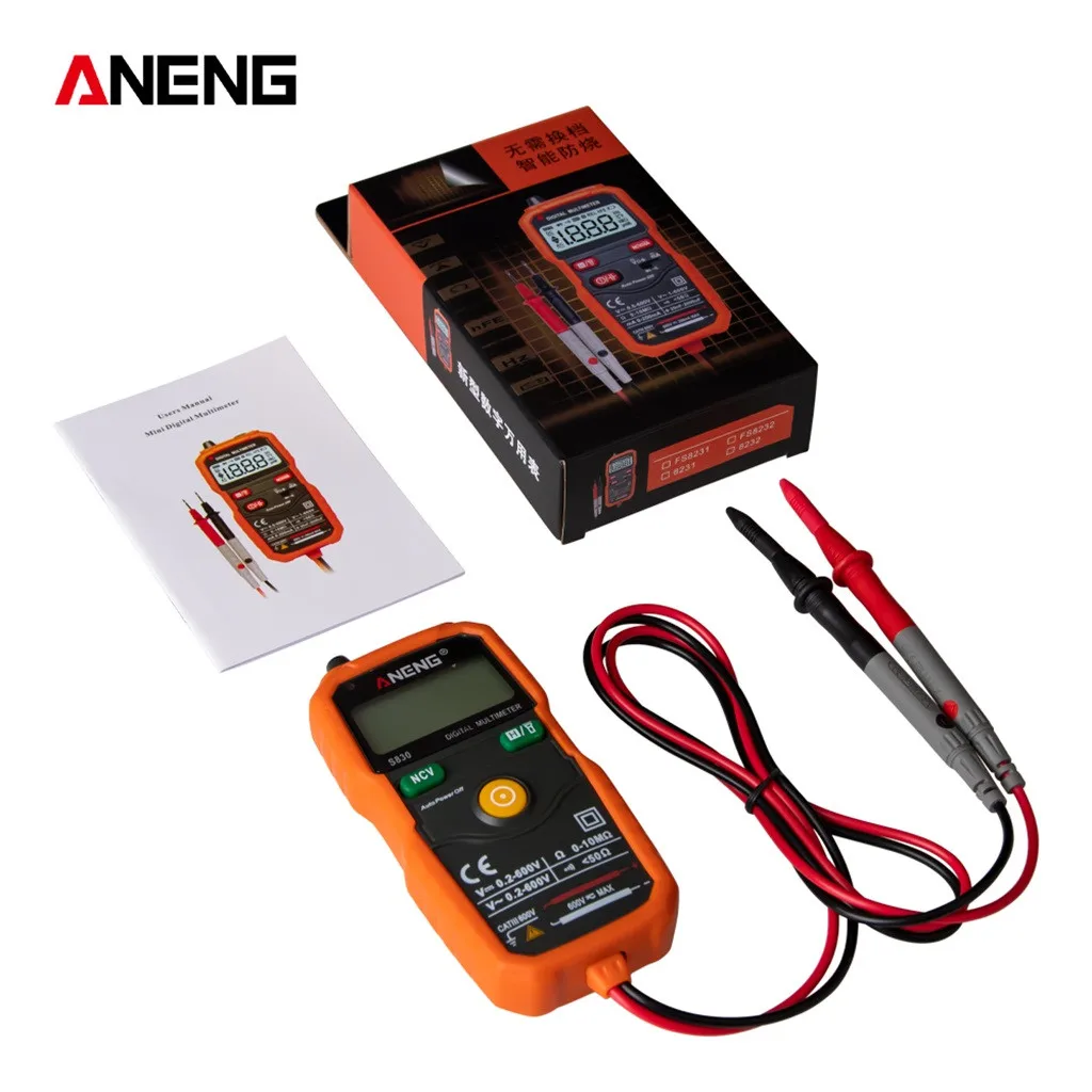 ANENG S830 Ручной цифровой мультиметр с ЖК-подсветкой Портативный AC/DC Амперметр Вольтметр Ом тестер напряжения метр Multimetro