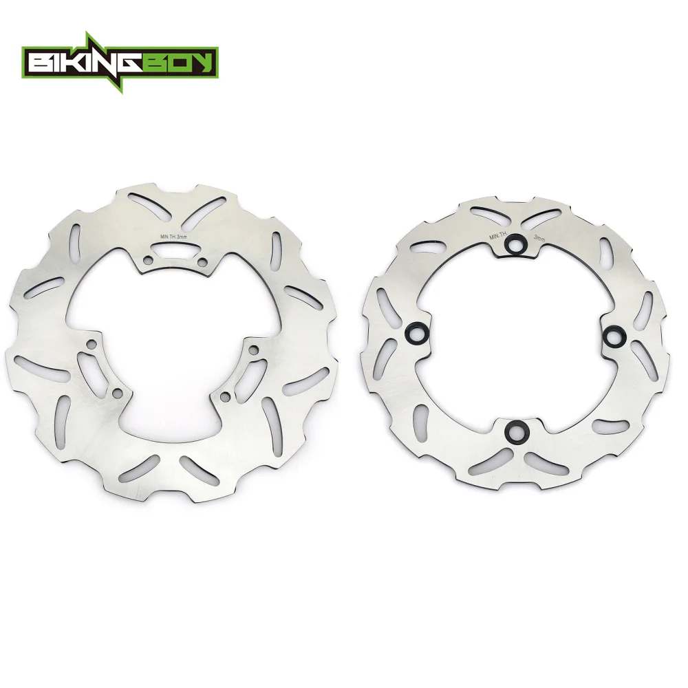 BIKINGBOY спереди и сзади тормозные диски роторов для Honda CR125R CR125R 1995-1997 CR250R CR250E 1995-1996 CR500R CR500E 1995-2001 - Цвет: SILVER