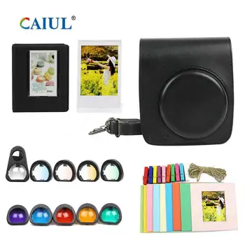 

CAIUL Mini PU Camera Case Photo Frame for Fujifilm Instax Mini 90 Instant Film Camera Filter Self-portrait Mirror Combination