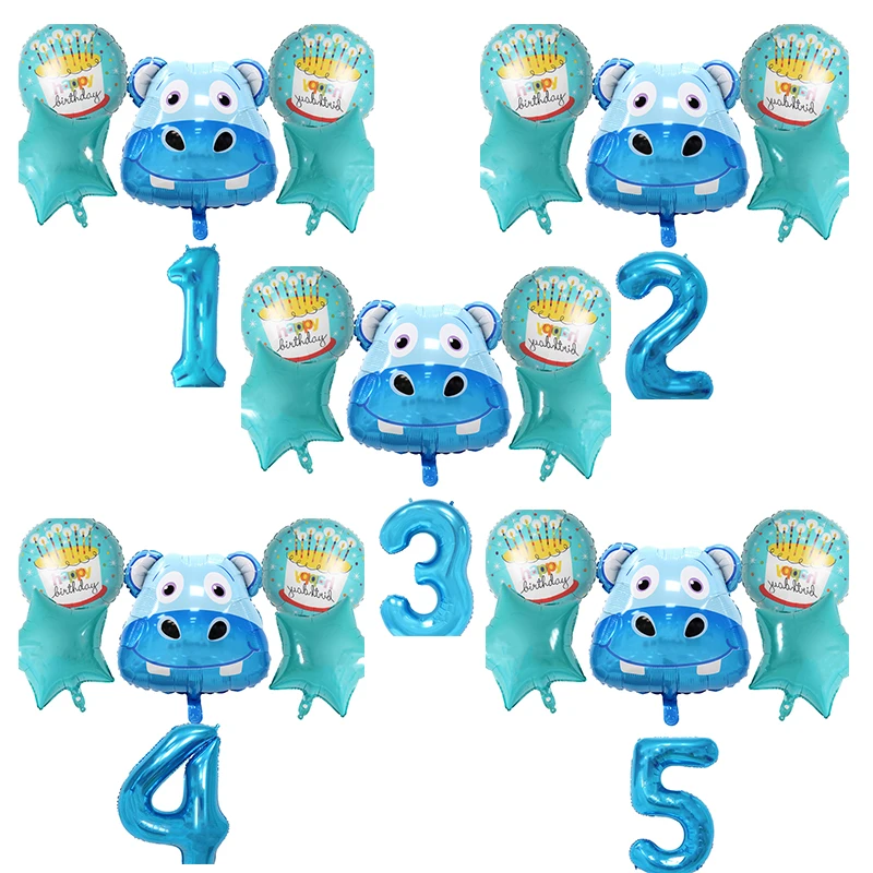 1 комплект воздушных шаров в виде животных из джунглей бегемот воздушный шар