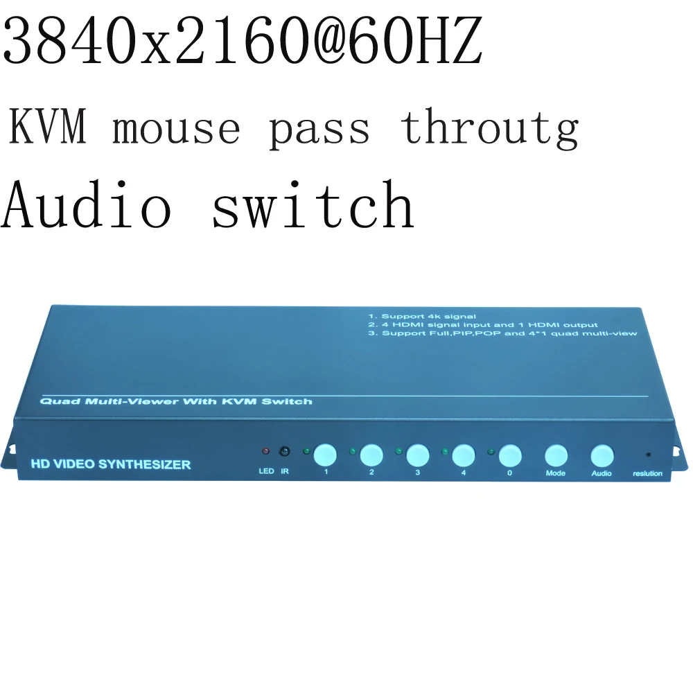 4K @ 60HZ HDMI quad multi просмотра с KVM переключателем и аудио разрешение до 3840x2160