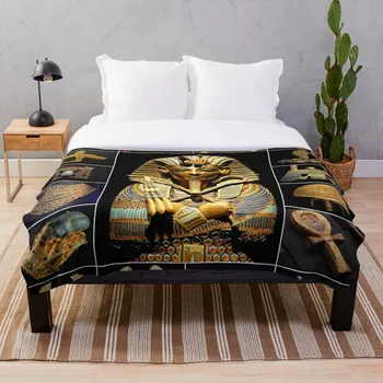 

King Tutankhamun Artifacts Throw Blanket Soft Sherpa Blanket Bed Sheet Single Knee Blanket Office Nap Blanket