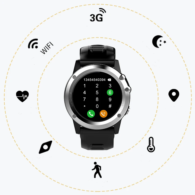

H1 Men Sport 3G Smart Watch Android GPS Bluetooth SIM Card Video Call 4GB+512M 450Mah Battery Smartwatch For Women Family Gifts