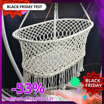 

northern European wind hollowed out reticulated cotton rope woven baby basket photography camera props indoor swing baby swing