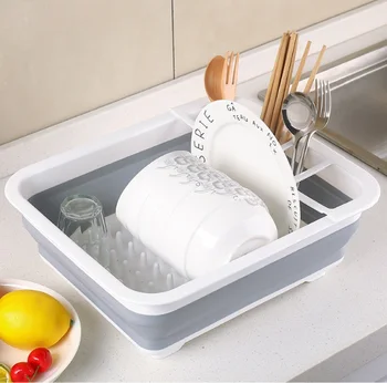 

Dish Rack Foldable Storage Holder Drainer Bowl Tableware Plate Kitchen Drying Rack Portable Home Shelf Dinnerware Organizer