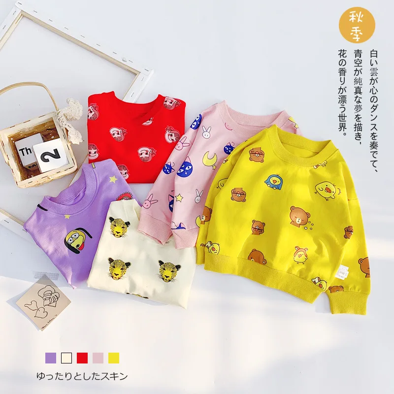 

New Cartoon Pullover Tee 2019 Spring Autumn Kids Cute Animal Sweatshirt Tops Long Sleeve T-Shirt Boys Girls Child Baby Clothes