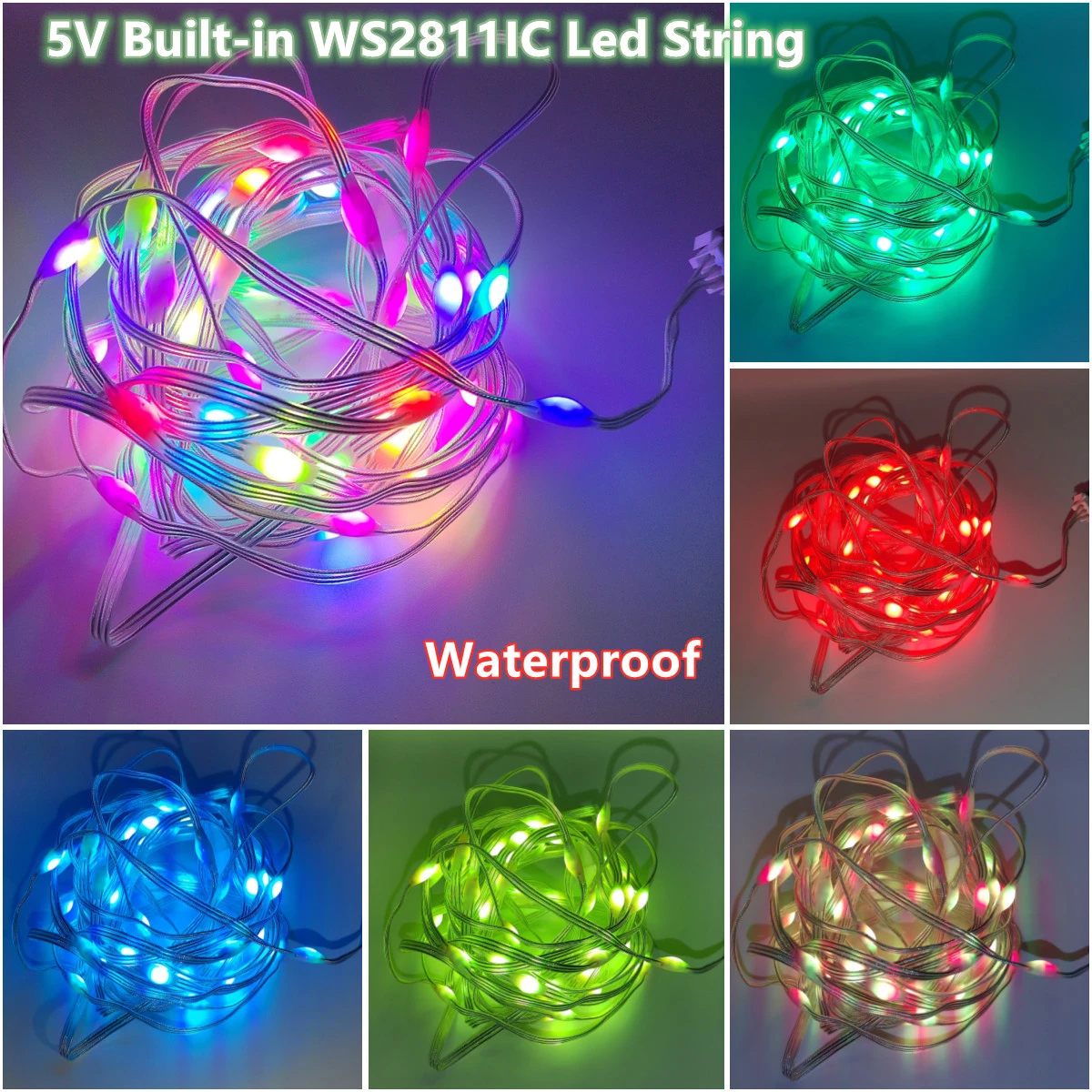wholesale 100m 5V 2812 Led string Built in WS2811IC RGB Addressable