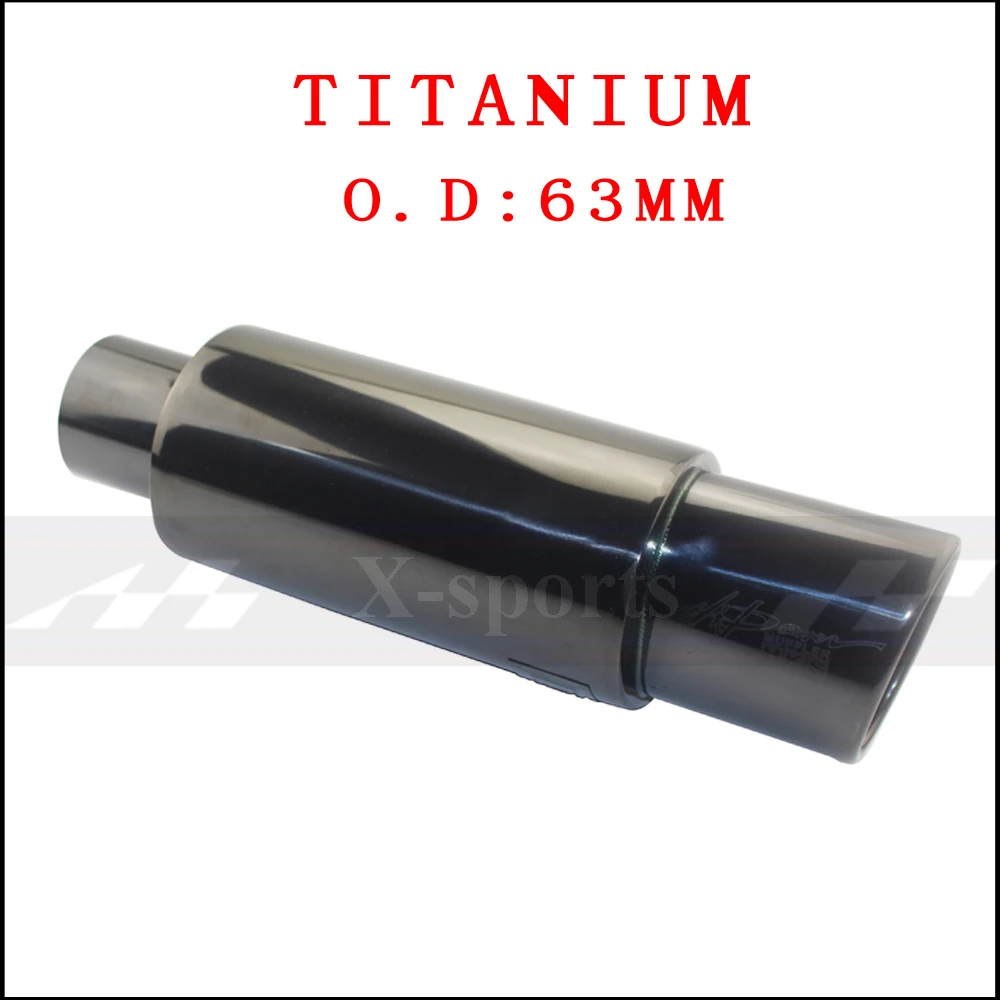 Titanium 63mm Авто Мото укладки выхлопные системы Совет глушитель выхлопной трубы Высокое качество Универсальный нержавеющая сталь O.D 51 57 63 мм овальные глушители - Цвет: Titanium 63mm