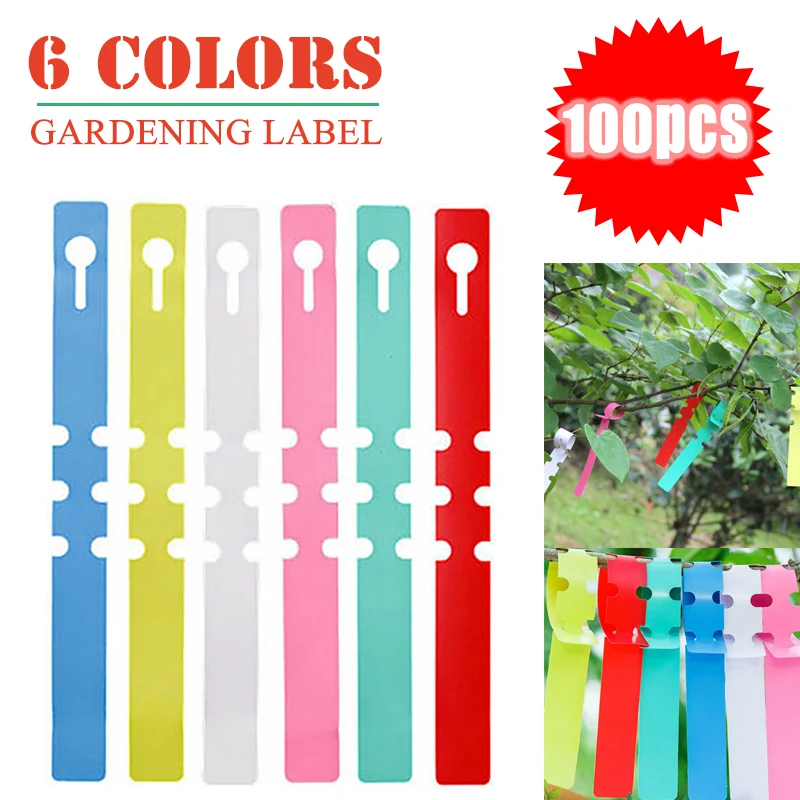 

100Pcs Plastic Flower Plant Gardening Label Pot Marker Name Stake Tied Tags Tree Court Nursery Labels Garden Supplies