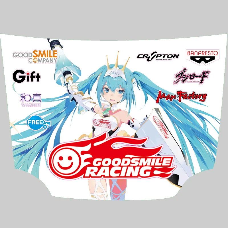 RAING MIKU аниме Itasha Hood виниловые наклейки s GOODSMILE гоночная крышка двигателя наклейки на автомобиль глянцевая пленка авто аксессуары - Название цвета: Белый