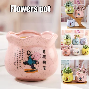 

Cute Ceramic Succulent Pots with a Drainage Hole for Home and Office Decoration VJ-Drop