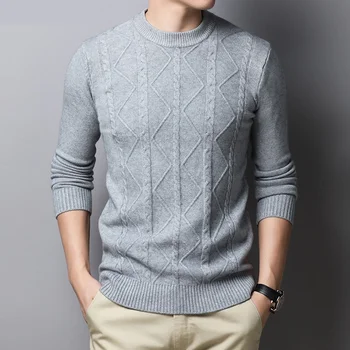 

Autumn winter pullovers o-neck long-sleeved sweater men's loose stripes warm tide knitted sweaters 1153
