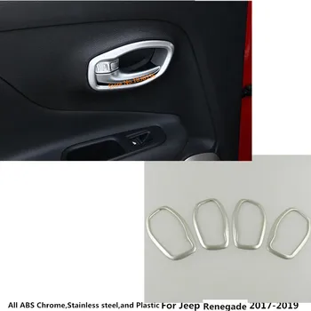 

For Jeep Renegade 2017 2018 2019 2020 High Quality Car Cover Stick Trim Stainless Steel Door Inner Handle Bowl Frame Lamp 4pcs