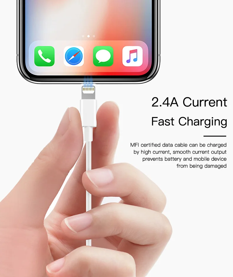 HKHUIBANG MFi, кабель USB для iPhone 11 X Xs 2.4A кабель передачи данных для быстрой зарядки для iPhone кабель 7 iPad iPod USB зарядный шнур