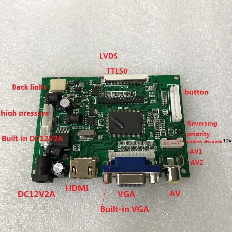 LCD  ġ ũ ŰƮ, ڵ ̺ ÷ Ʈ, VGA + 2AV + HDMI AV2 astern, 10.1 ġ, 1366x768 16:9